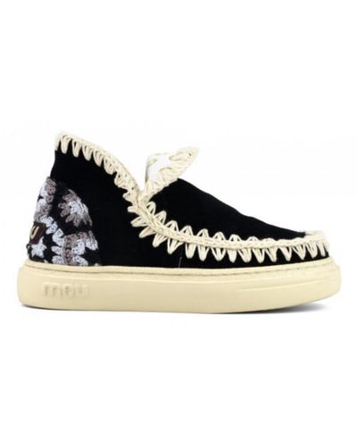 Mou Bold Eskimo Sneaker With Crochet Heel - Black