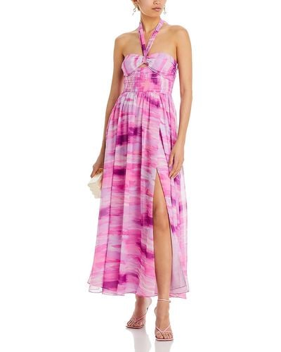 Aqua Chiffon Long Maxi Dress - Pink
