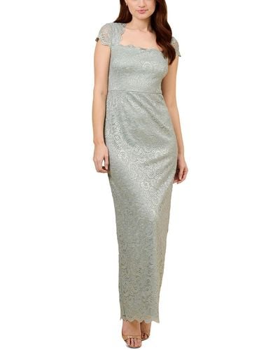 Adrianna Papell Lace Cap Sleeves Evening Dress - Green