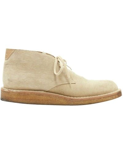 Louis Vuitton Taupe Sand Epi Suede Crepe Sole Ankle Desert Boot - White