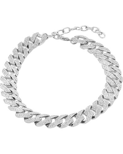 Adornia Edgy Cuban Crystal Adjustable Choker Chain Necklace - Metallic