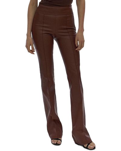 Helmut Lang Leather Dressy Bootcut Pants - Brown