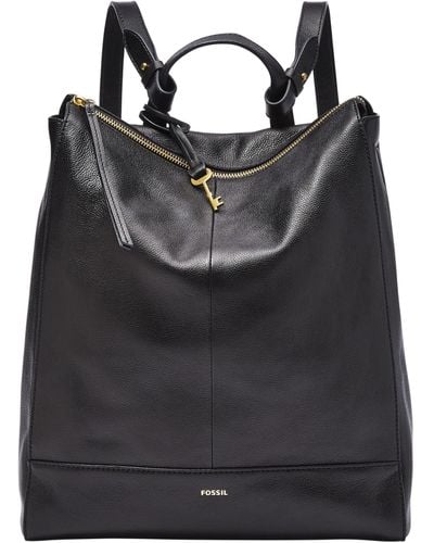 Fossil Elina Leather Convertible Backpack - Black