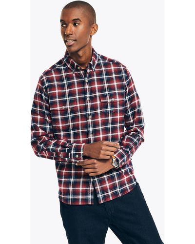 Nautica Sustainably Crafted Plaid Flannel Shirt - Blue