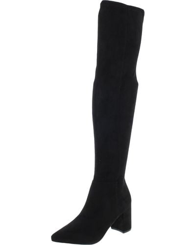 Steve Madden Shaya Faux Suede Pointed Toe Over-the-knee Boots - Black