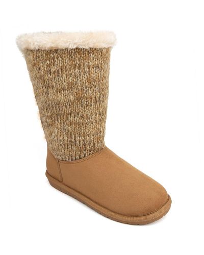 Sugar Panthea 2 Faux Suede Knit Winter & Snow Boots - White