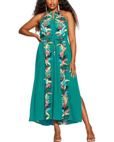 City Chic Plus Woven Floral Maxi Dress - Green