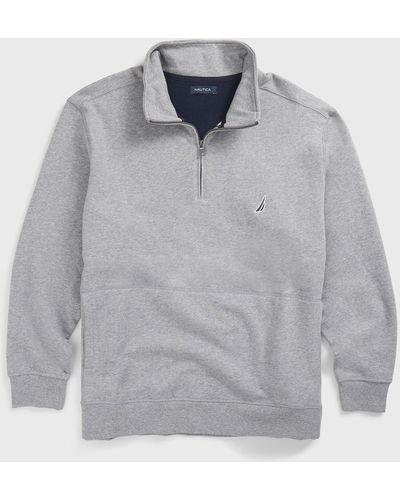Nautica Big & Tall Quarter-zip Sweatshirt - Gray