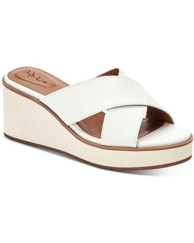 Style & Co. Valtcho Comfort Insole Strappy Wedge Heels - White