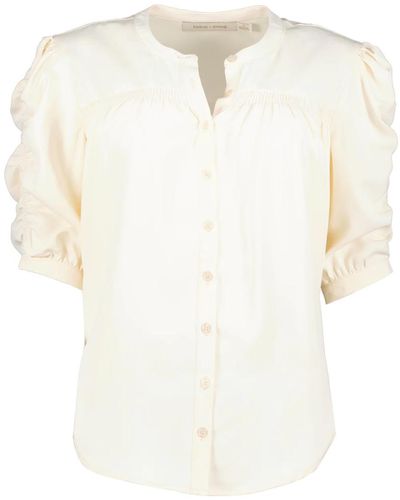 Bishop + Young Rachel Ruched Sleeve Blouse - White