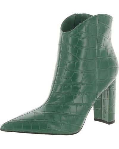 Marc Fisher Lezari Faux Leather Pointed Toe Ankle Boots - Green