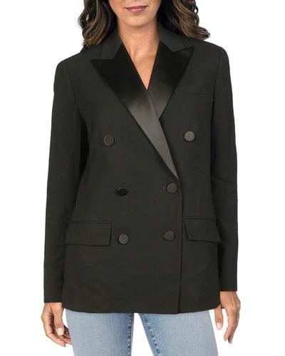 Lauren by Ralph Lauren Wool Formal Midi Tuxedo Jacket - Black