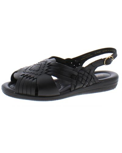 Softspots Tela Leather Open Toe Slingback Sandals - Black
