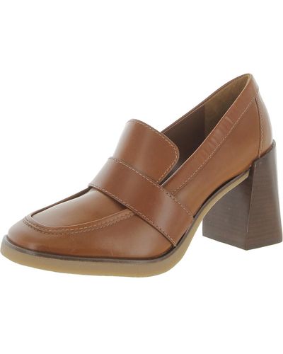 Vince Camuto Ezerna Leather Slip On Loafer Heels - Brown