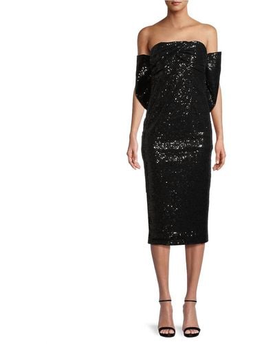 Toccin Loulou Sequined Bow-back Midi-dress - Black