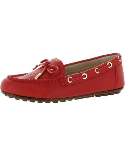 Vionic Viginia Leather Slip On Driving Moccasins - Red