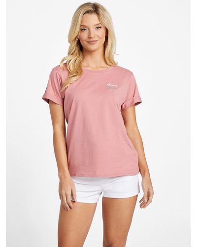 Guess Factory Eco Lyla Embroidered Tee - Pink