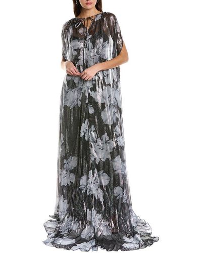 Halston Nicoletta Silk-blend Gown - Gray