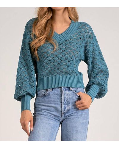 Elan Brie Open Knit Sweater - Blue