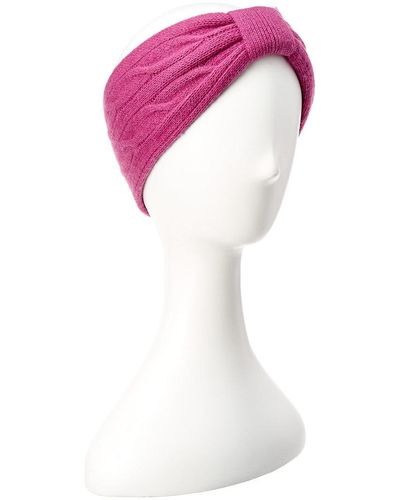 Portolano Cashmere Cable Knit Headband - Pink