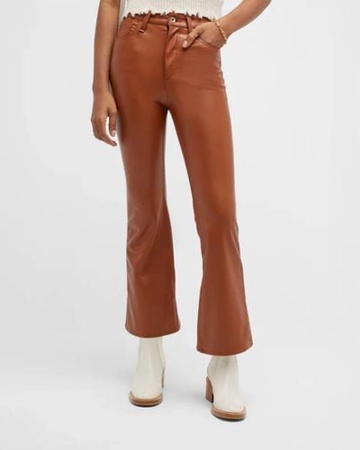 Rag & Bone Casey Faux Leather Flare Pants In Putty Brown - Orange