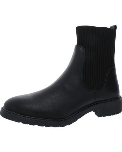 Kenneth Cole Lambert Faux Leather Stretch Booties - Black
