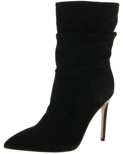 Nine West Jenn Pointed Toe Pull On Mid-calf Boots - Black