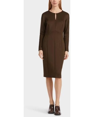 Marc Cain Slim Fit Dress Flock Of Chickens Theme - Brown