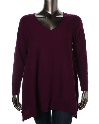 Charter Club Cashmere V-necl Pullover Sweater - Purple