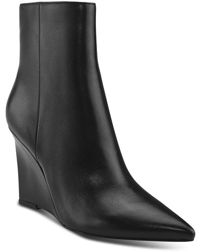 Marc Fisher Dayna Leather Ankle Boots Wedge Boots - Black
