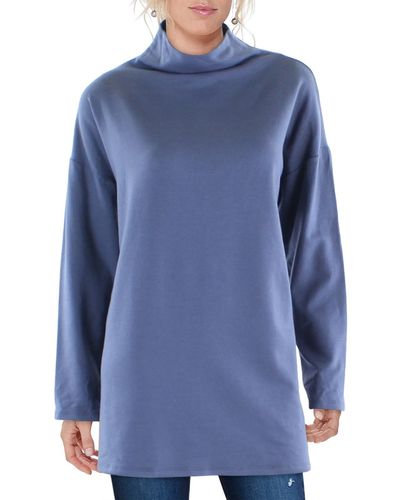 Eileen Fisher Tunic Funnel-neck Sweater - Blue