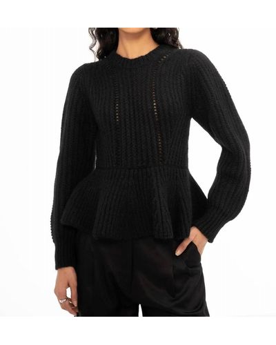 brand: Banjanan Freya Peplum Crew Neck Sweater - Black