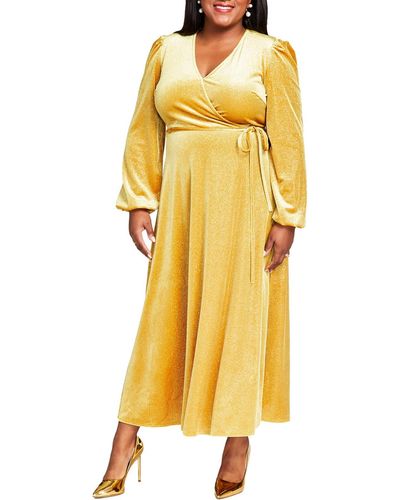 Kasper Velvet Maxi Cocktail And Party Dress - Yellow