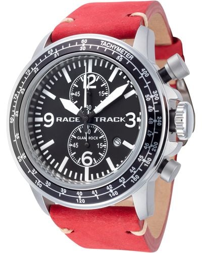 Glamrocks Jewelry Racetrack Action Tachymeter 46mm Quartz Watch - Red