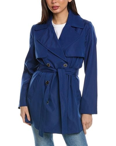 Via Spiga Double-breasted Short Trench Coat - Blue