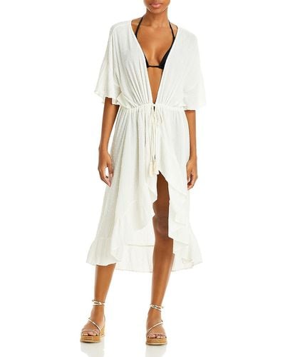 Surf Gypsy Crinkle Metallic Stripe Cover-up - White
