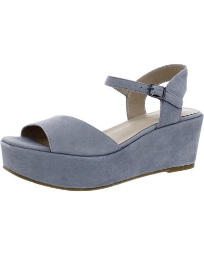 Eileen Fisher Open Toe Ankle Strap Wedge Sandals - Blue