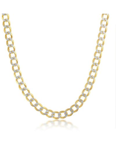 Simona Sterling Silver 5mm Pave Cuban Chain - Gold Plated - Metallic