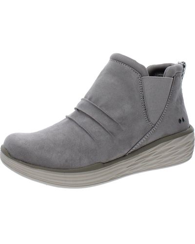 Ryka Niah Faux Suede Pull On Ankle Boots - Gray