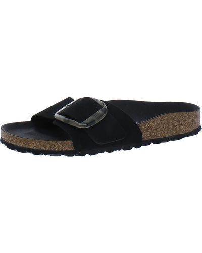 Birkenstock Madrid Big Buckle Solid Footbed Slide Sandals - Black