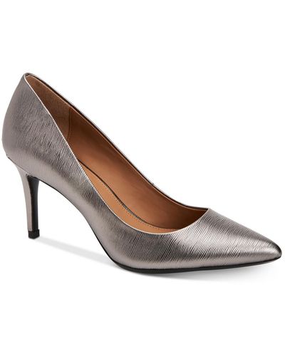 Calvin Klein Gayle Leather Pointed Toe Heels - Brown