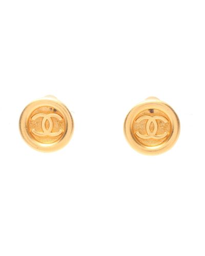 Chanel Coco Mark Earrings Gp Gold 95a - Metallic