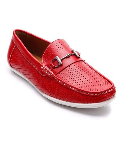 Aston Marc Faux Leather Slip-on Loafers - Red