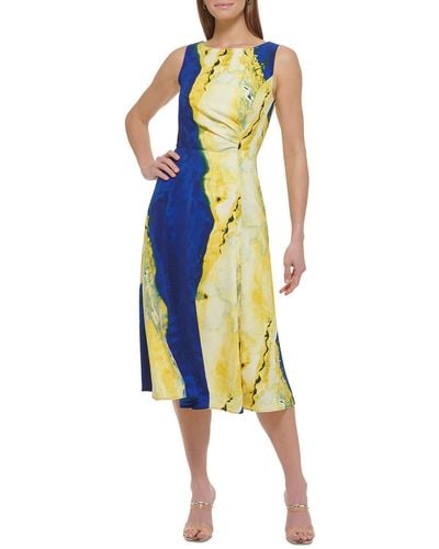 DKNY Abstract Polyester Fit & Flare Dress - Multicolor
