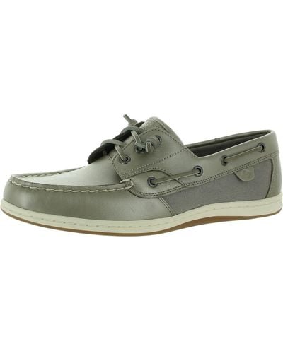 Sperry Top-Sider Songfish Leather Lace Up Boat Shoes - Green