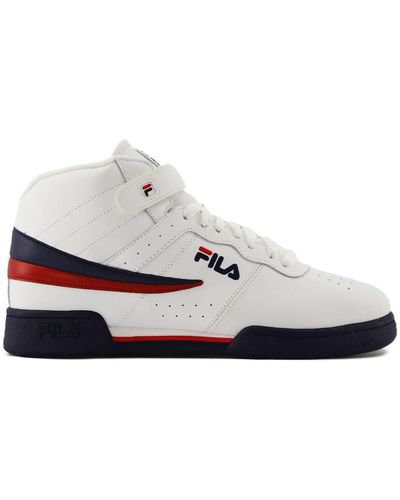 Fila F-13v Leather Synthetic Sneaker In White/navy/red