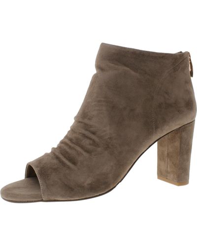 Vaneli Barney Suede Open Toe Ankle Boots - Brown