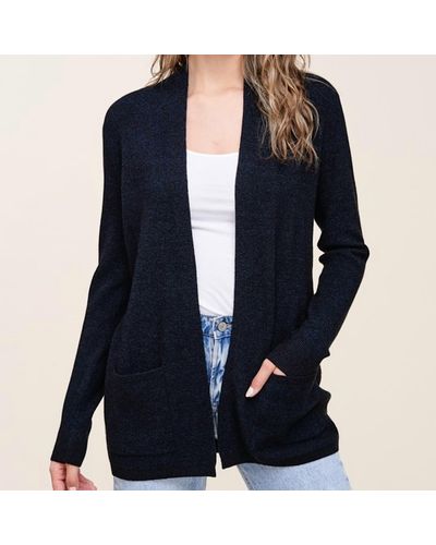 Staccato Waffle Textured Open Front Cardigan - Blue