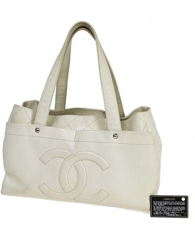 Chanel Logo Cc Leather Tote Bag (pre-owned) - Metallic