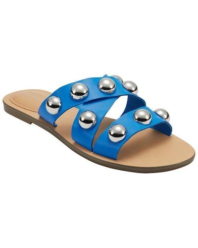 Marc Fisher Bryte 2 Slip On Strappy Slide Sandals - Blue